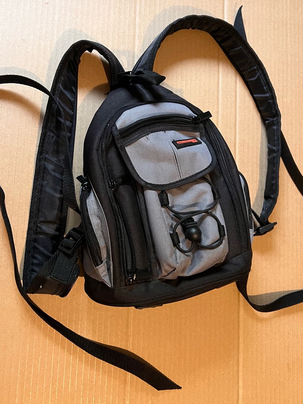 Compact Gray & Black Sling Precision Design Camera Backpack